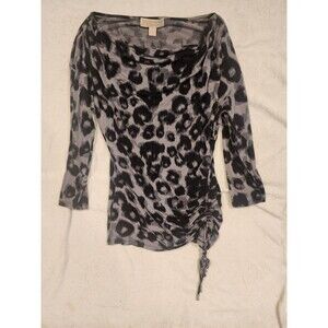 Michael Kors Leopard Animal Print Pull Tie Side Tee Size Medium